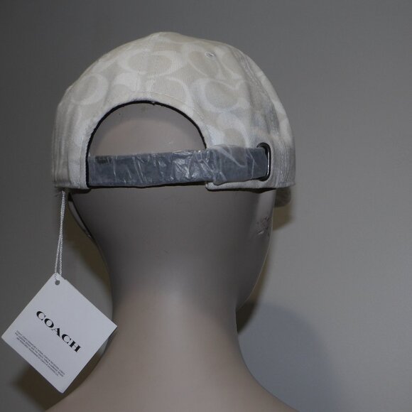 Coach White Denim Baseball Hat Unisex 100% Cotton CH405 XS/S Adjustable New